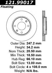 Centric Parts Brake Rotors 121.99017