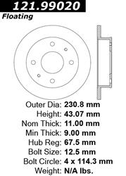 Centric Parts Brake Rotors 121.99020