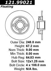 Centric Parts Brake Rotors 121.99021
