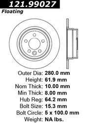 Centric Parts Brake Rotors 121.99027