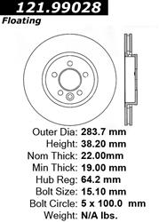 Centric Parts Brake Rotors 121.99028