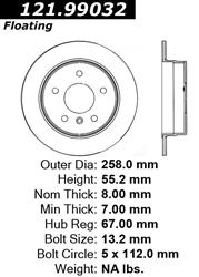 Centric Parts Brake Rotors 121.99032
