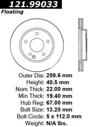 Centric Parts Brake Rotors 121.99033