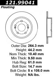 Centric Parts Brake Rotors 121.99041
