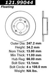 Centric Parts Brake Rotors 121.99044