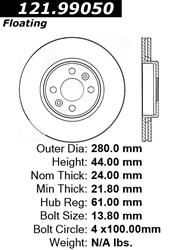 Centric Parts Brake Rotors 121.99050