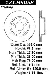 Centric Parts Brake Rotors 121.99058