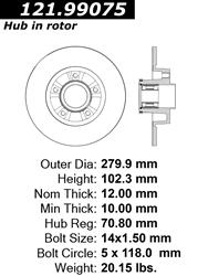 Centric Parts Brake Rotors 121.99075