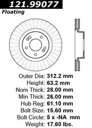 Centric Parts Brake Rotors 121.99077