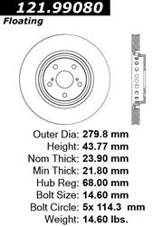 Centric Parts Brake Rotors 121.99080