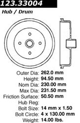 Centric C-Tek Standard Brake Drums 123.33004