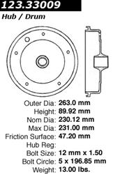 Centric C-Tek Standard Brake Drums 123.33009