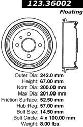 Centric C-Tek Standard Brake Drums 123.36002