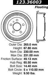 Centric C-Tek Standard Brake Drums 123.36003