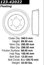 Centric C-Tek Standard Brake Drums 123.42022