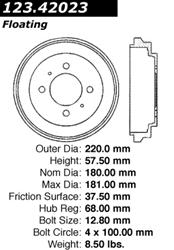 Centric C-Tek Standard Brake Drums 123.42023