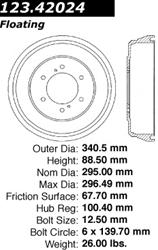 Centric C-Tek Standard Brake Drums 123.42024