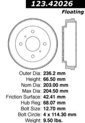 Centric C-Tek Standard Brake Drums 123.42026