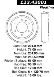 Centric C-Tek Standard Brake Drums 123.43001