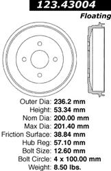 Centric C-Tek Standard Brake Drums 123.43004