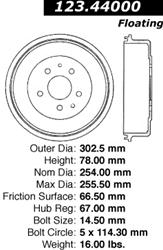 Centric C-Tek Standard Brake Drums 123.44000