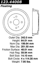 Centric C-Tek Standard Brake Drums 123.44008