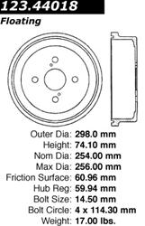 Centric C-Tek Standard Brake Drums 123.44018