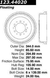 Centric C-Tek Standard Brake Drums for 1981-1989 LAND CRUISER - 123.44020