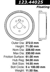 Centric C-Tek Standard Brake Drums 123.44025