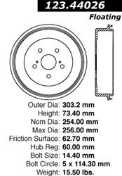 Centric C-Tek Standard Brake Drums 123.44026