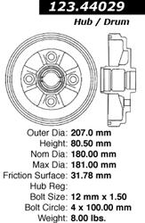 Centric C-Tek Standard Brake Drums 123.44029
