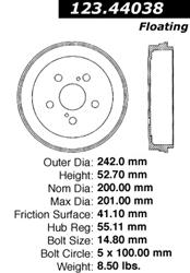 Centric C-Tek Standard Brake Drums 123.44038