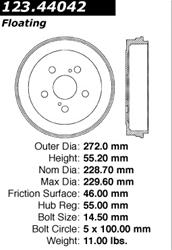 Centric C-Tek Standard Brake Drums 123.44042
