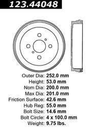 Centric C-Tek Standard Brake Drums 123.44048