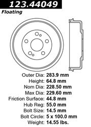 Centric C-Tek Standard Brake Drums 123.44049
