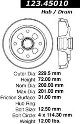 Centric C-Tek Standard Brake Drums 123.45010