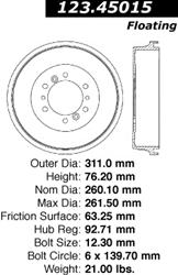 Centric C-Tek Standard Brake Drums 123.45015