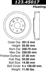 Centric C-Tek Standard Brake Drums 123.45017