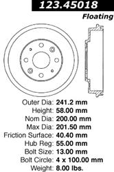Centric C-Tek Standard Brake Drums 123.45018