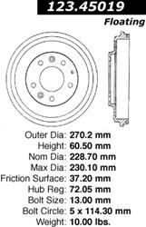 Centric C-Tek Standard Brake Drums 123.45019