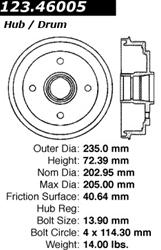 Centric C-Tek Standard Brake Drums 123.46005