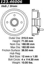 Centric C-Tek Standard Brake Drums for 1985-1988 COLT, MIRAGE - 123.46006