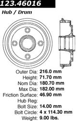 Centric C-Tek Standard Brake Drums 123.46016