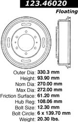 Centric C-Tek Standard Brake Drums 123.46020
