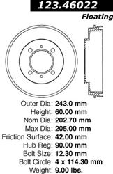 Centric C-Tek Standard Brake Drums for 2002-2007 LANCER - 123.46022