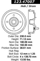 Centric C-Tek Standard Brake Drums 123.47007