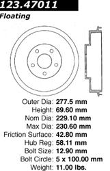 Centric C-Tek Standard Brake Drums 123.47011