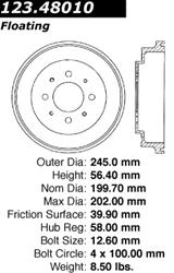 Centric C-Tek Standard Brake Drums 123.48010