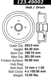 Centric C-Tek Standard Brake Drums 123.49002
