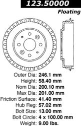 Centric C-Tek Standard Brake Drums 123.50000